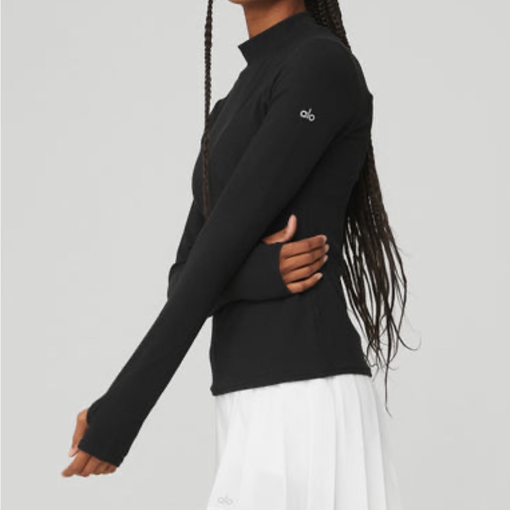 Wellness Rib Mock Long Sleeve Black Size S